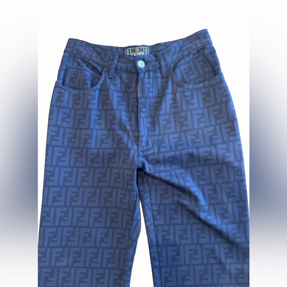 Vintage Fendi Roma Amor Zucca Monogram Navy/ Black Pants - Picture 2 of 6
